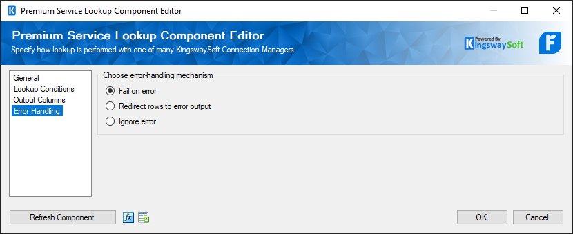 SSIS Premium Service Lookup Component - Error Handling